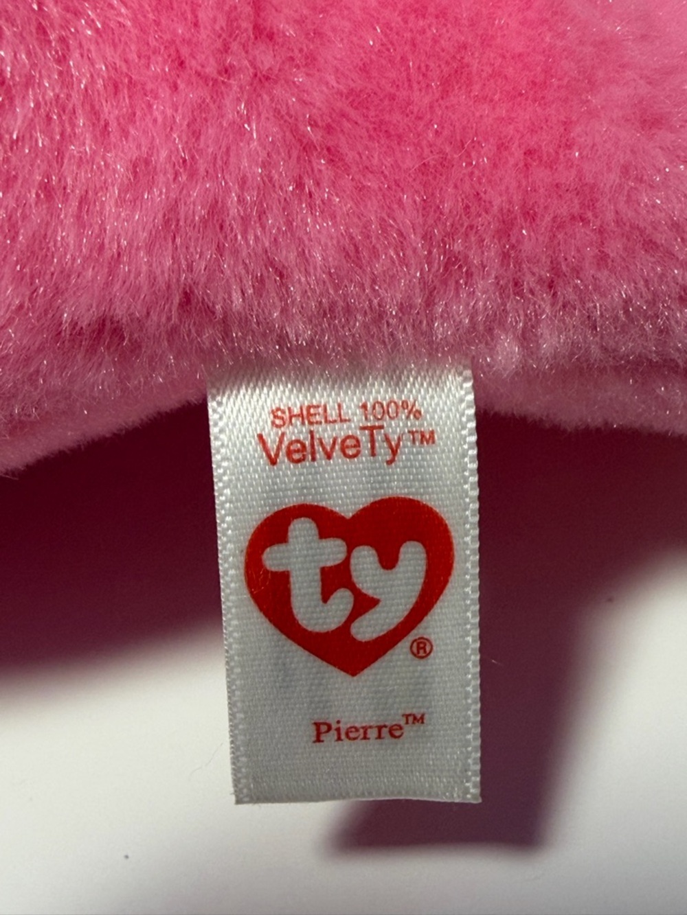 Ty Pink VelveTy Plush with Heart Logo Tag “Pierre” - Picture 4 of 7